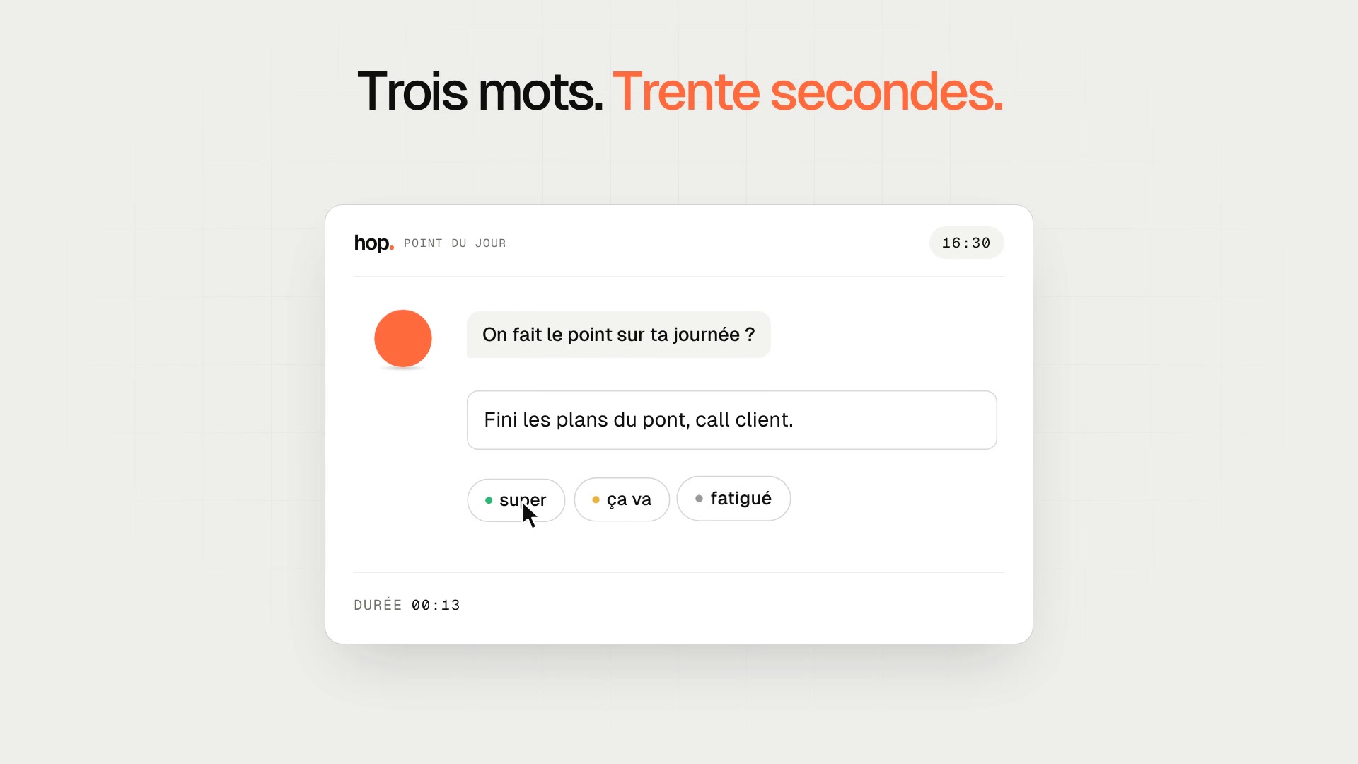 Carte de check-in en trois mots